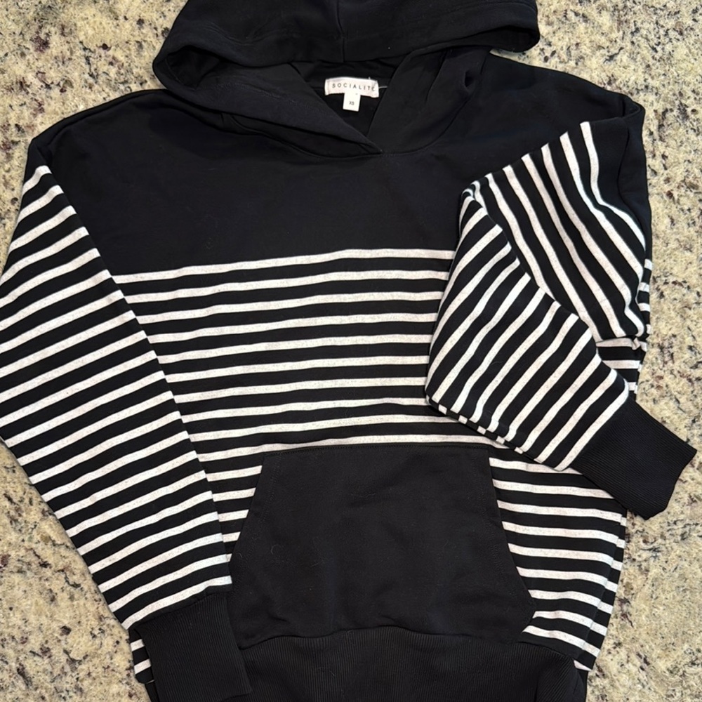 Socialite Monochrome Striped Hoodie